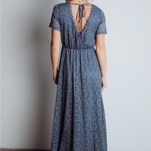 Baltic Born| Slate Blue Lace Maxi dress